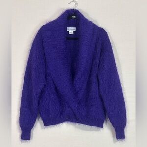 Vintage Bloomingdale’s Purple Mohair Fuzzy Cardigan Sweater Medium